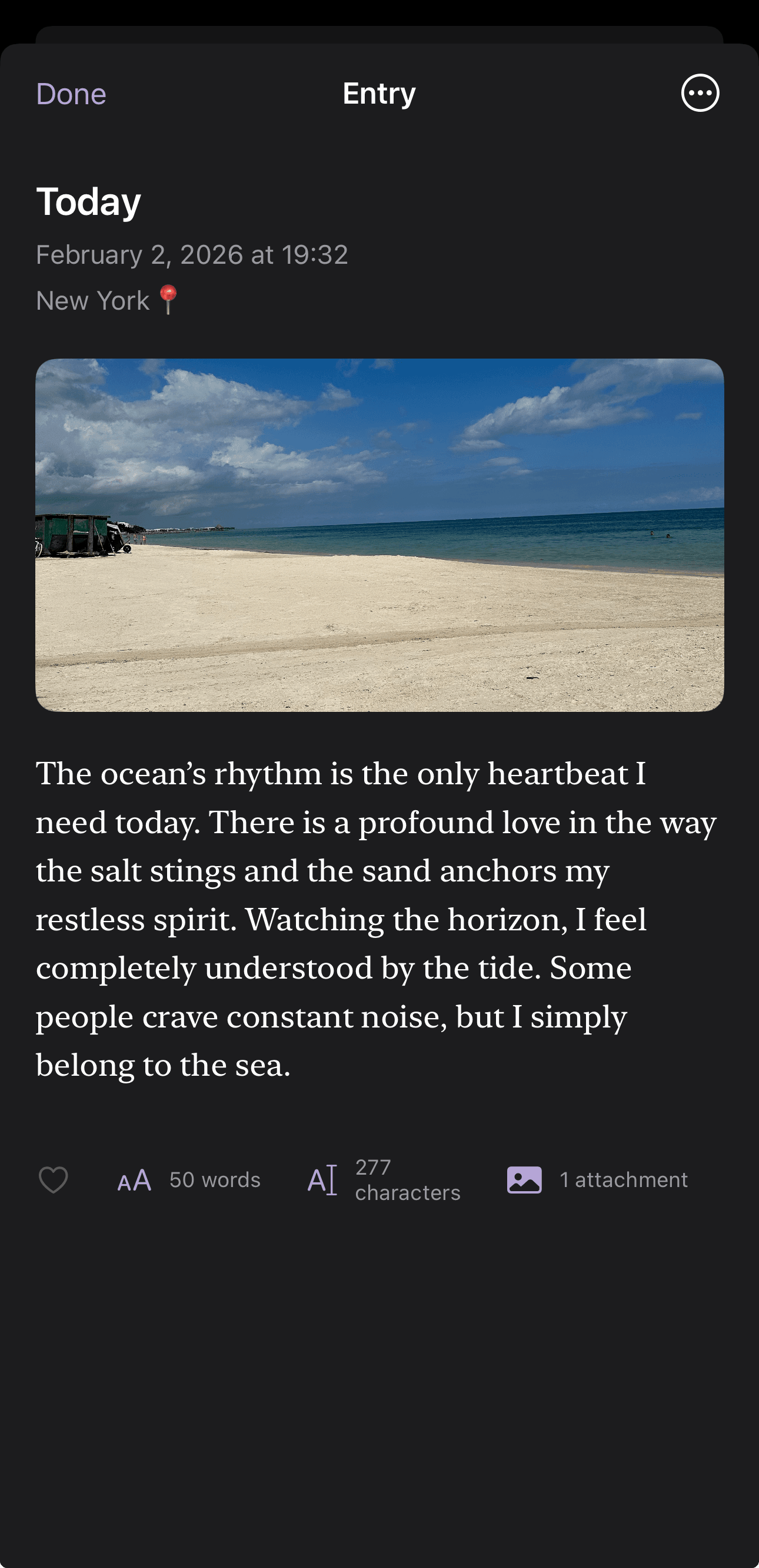 Journal Lock app entry view
